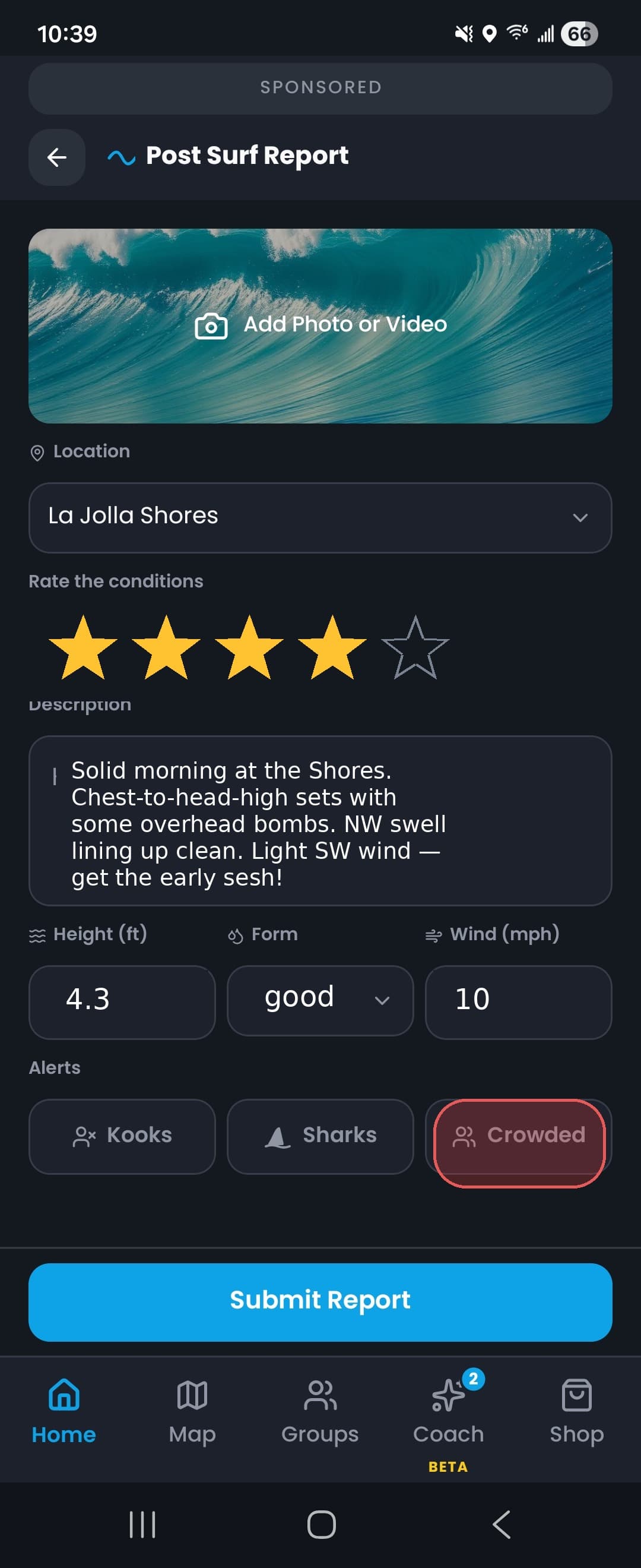 Froth app post-conditions form screen